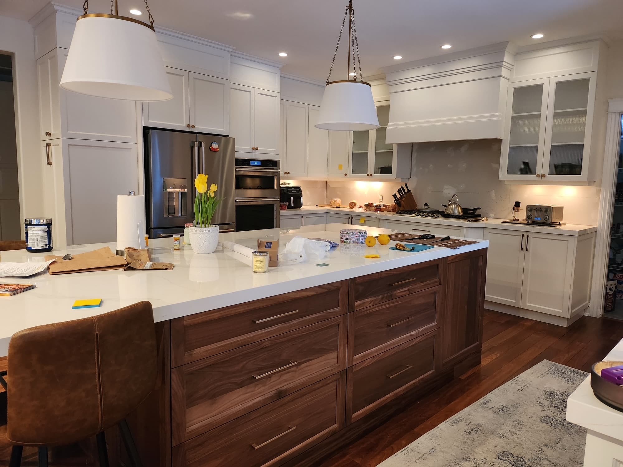 Shaker Kitchen, Walnut Island, Residential cabinetry by Alliance Cabinets, Ottawa, ON